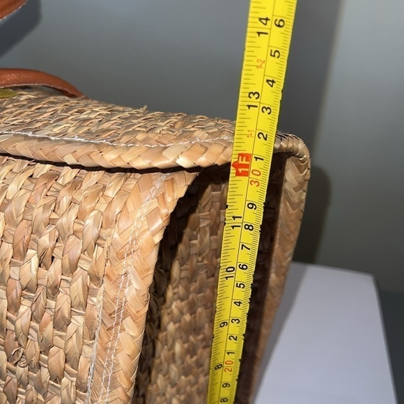 Ex Vintage 70s Boho Straw Handmade Taxco, Mexico Floral Embroidered Tote Handbag - Picture 14 of 14